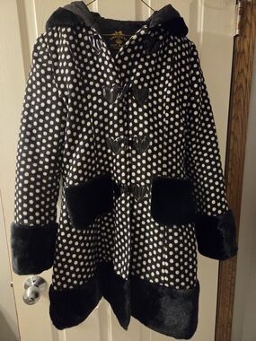 Hell Bunny Black and White Polka Dot Pea Coat